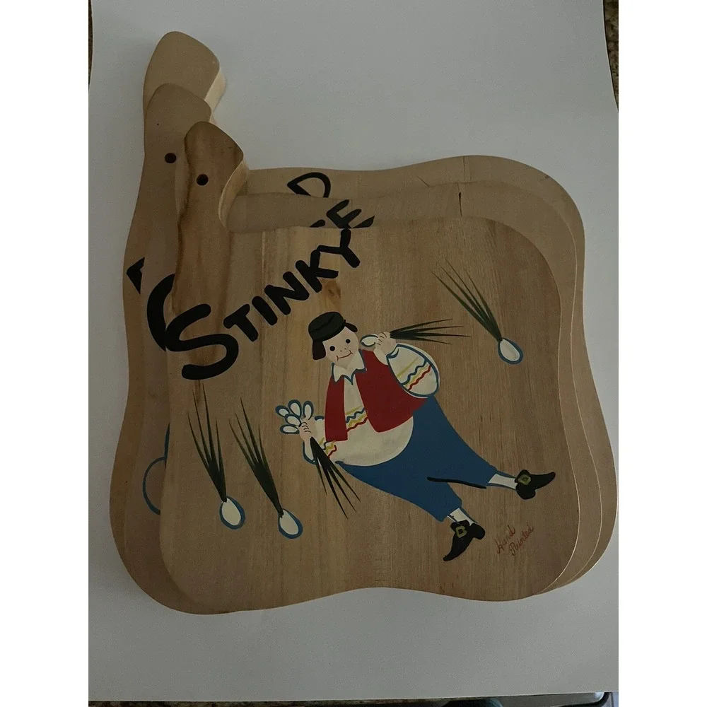 Vintage Cutting Boards Dutch Folk Handpainted Woodpecker WoodWare‎ Kitsch MCM